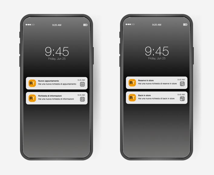 Notifiche push dell'App B2B RetailTune AI