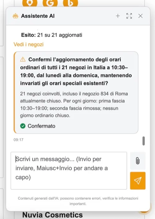 The hours update confirmed on 21 stores