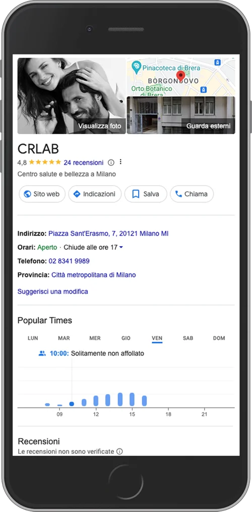 CRLAB listing on smartphone