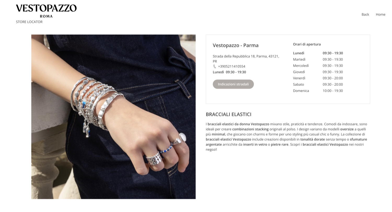 The GEO Category Page for elastic bracelets, tied to the individual store