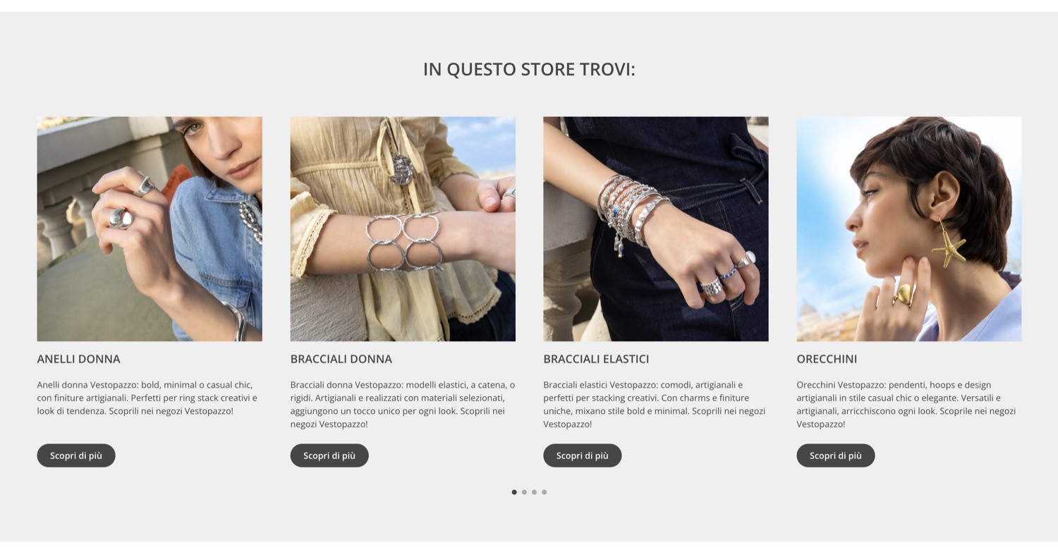 The &laquo;In this store you'll find&raquo; section with the store's product categories