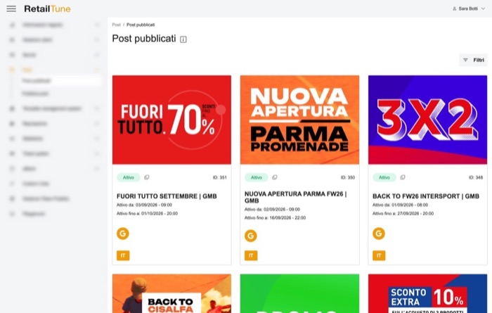 Store posts published from the platform