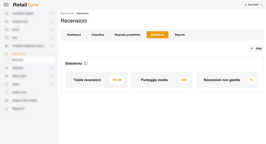 Review statistics inside the platform