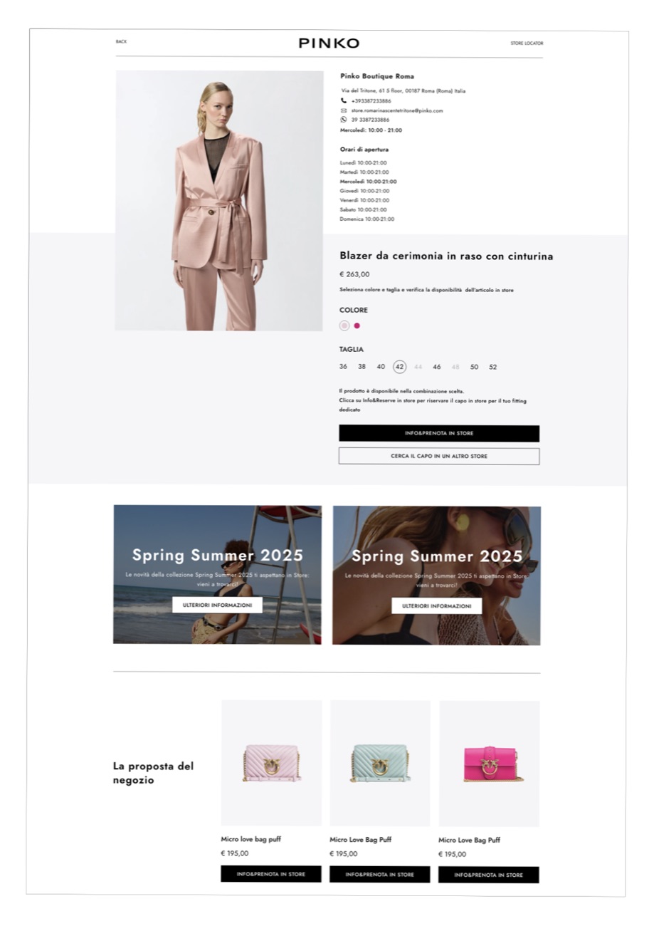 The store page with the product and its availability