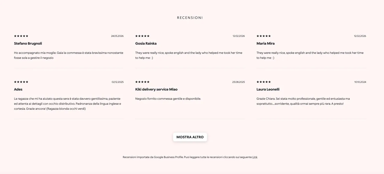 Reviews of a store managed with RetailTune AI