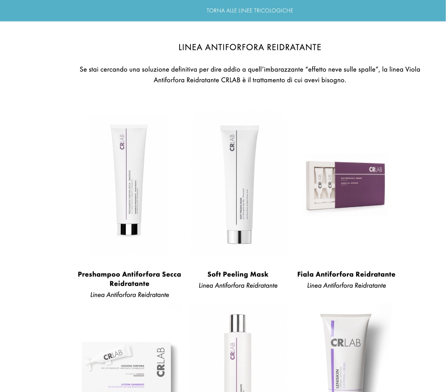 La pagina della linea di prodotti del negozio, acquistabili direttamente dalla store page