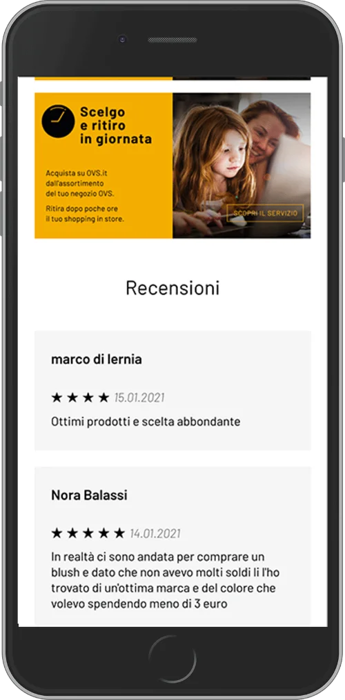 Le recensioni di un punto vendita viste dallo smartphone