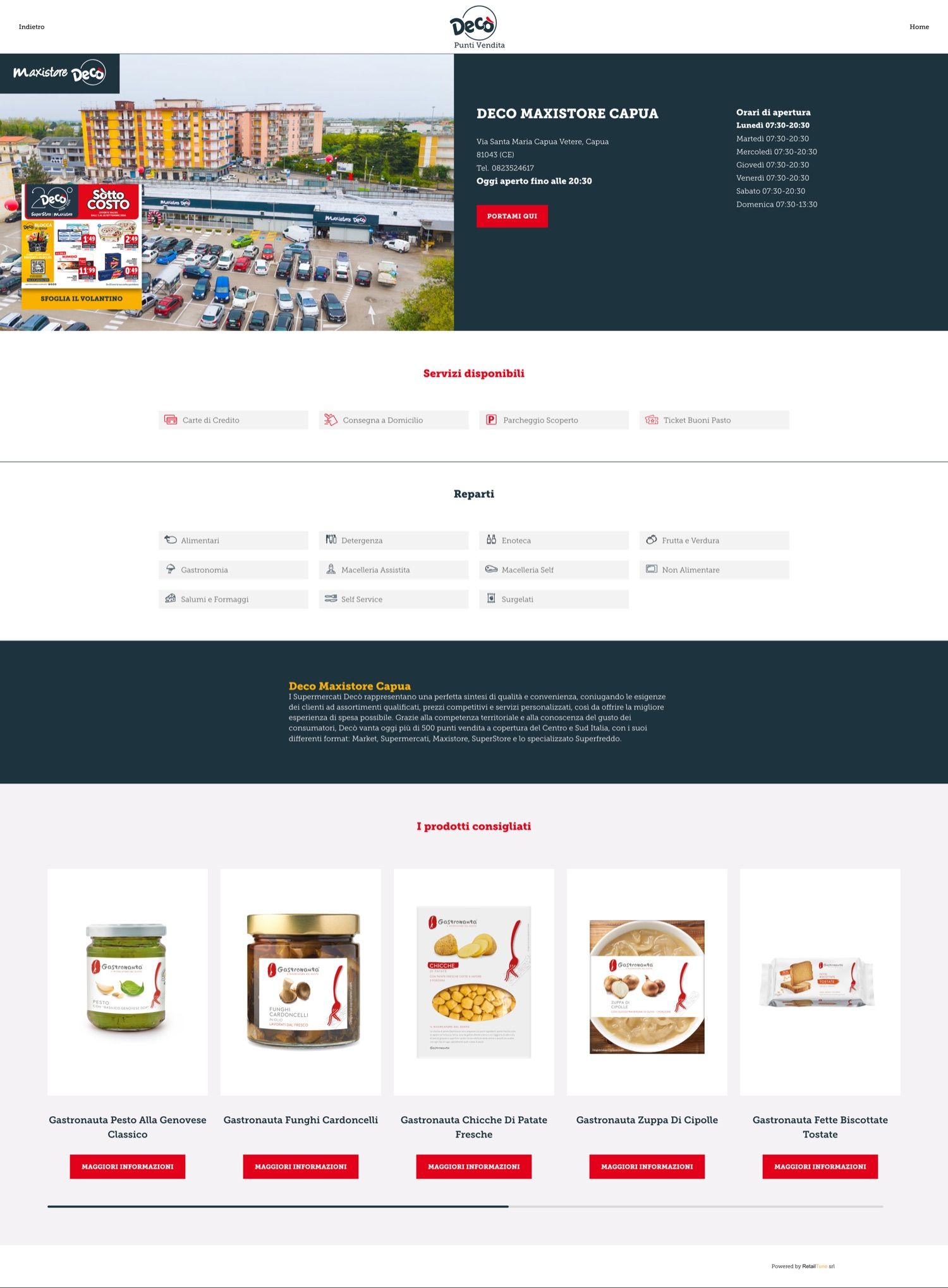 La store page di Dec&ograve; Maxistore Capua: foto del punto vendita, servizi, reparti e i prodotti consigliati